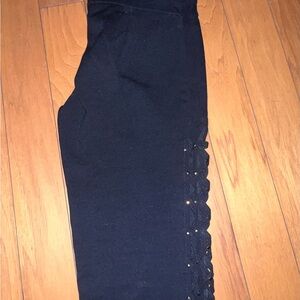 Black Women Leggings with Lace Opening Detail